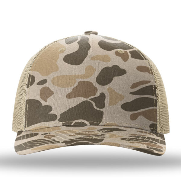 Richardson 112PFP | Printed Five Panel Trucker Hat | Duck: Harvest Duck Camo/Light Tan