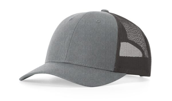 Richardson 115 | Six Panel Low Pro Trucker Hat | Heather Grey/Dark Charcoal - Image 2