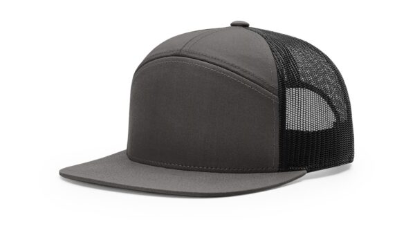 Richardson 168 | Seven Panel Trucker Hat | Charcoal/Black - Image 2