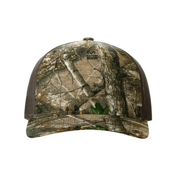 Richardson 112PFP | Printed Five Panel Trucker Hat | Realtree: Realtree Edge/Brown